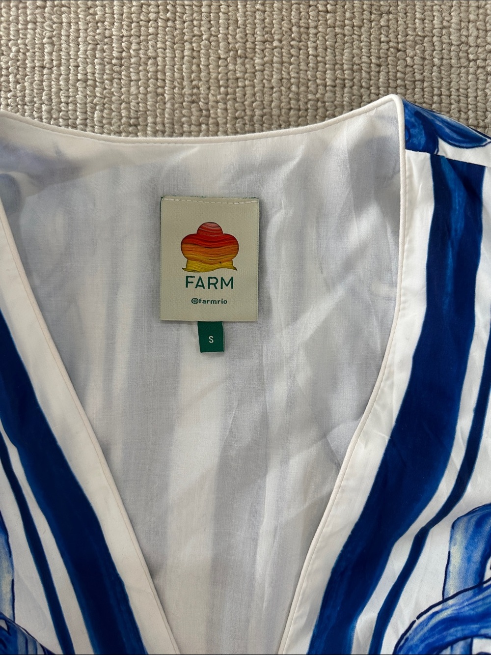 Farm Rio Blue & White Floral Button-Front Mini Dress small - Picture 2 of 3